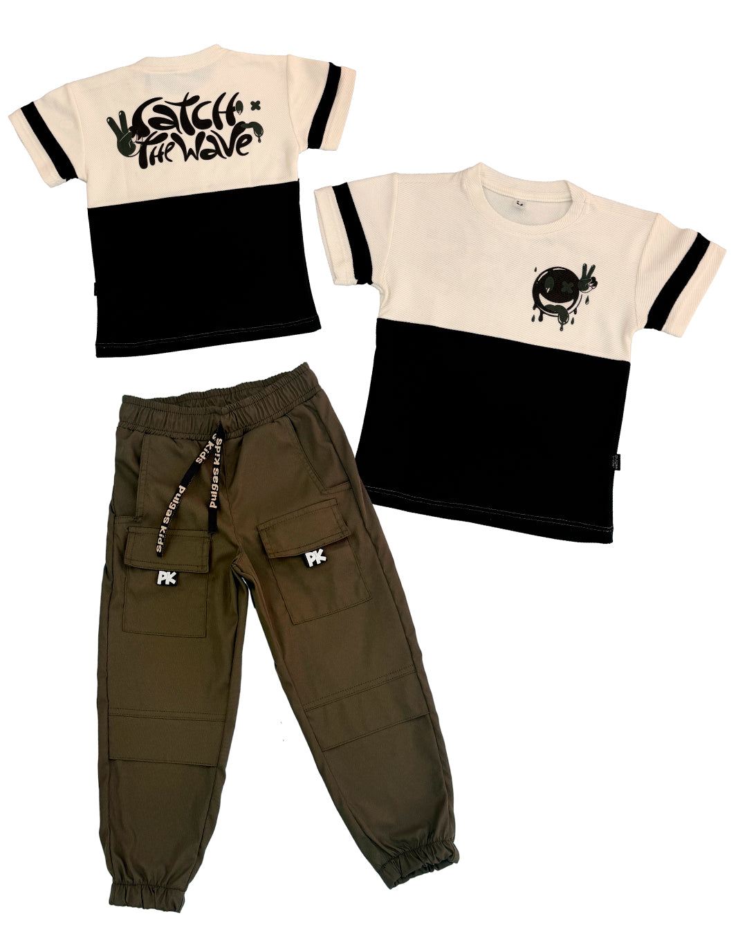 Conjunto Pant Verde Cortes PK + Camiseta Textura Cortes