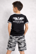 Conjunto Bermuda Gris Militar + Camiseta Licra