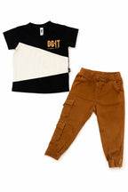 Conjunto Pantalon Ocre Cargo Cierres Laterales + Camiseta