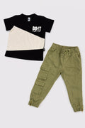 Conjunto Pantalón Verde Cargo Cierres Laterales + Camiseta
