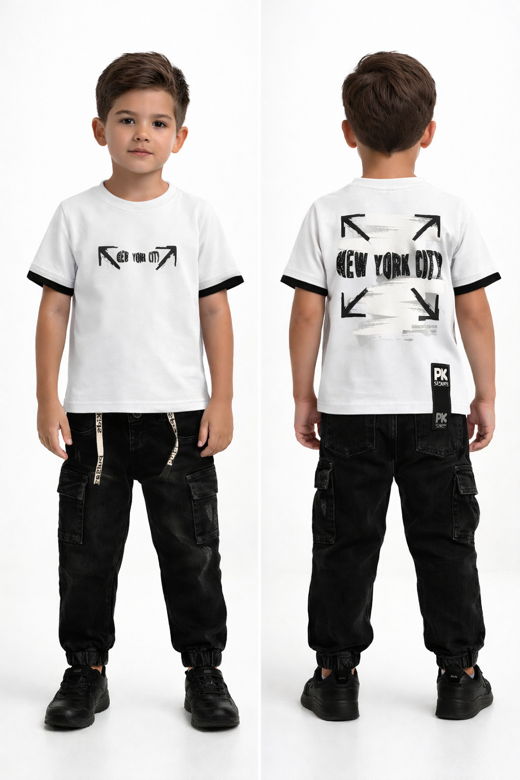 Conjunto Pantalón Cargo Oreo + Camiseta New York