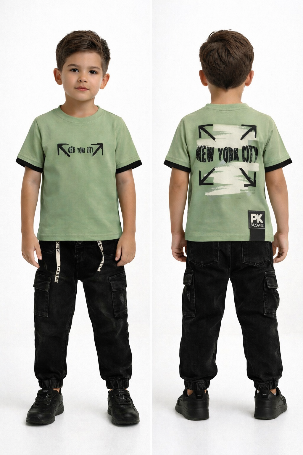 Conjunto Pantalón Cargo Oreo + Camiseta New York