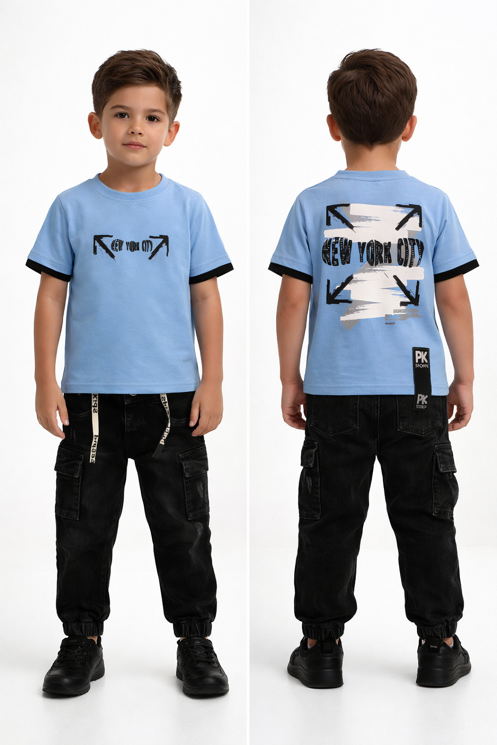 Conjunto Pantalón Cargo Oreo + Camiseta New York