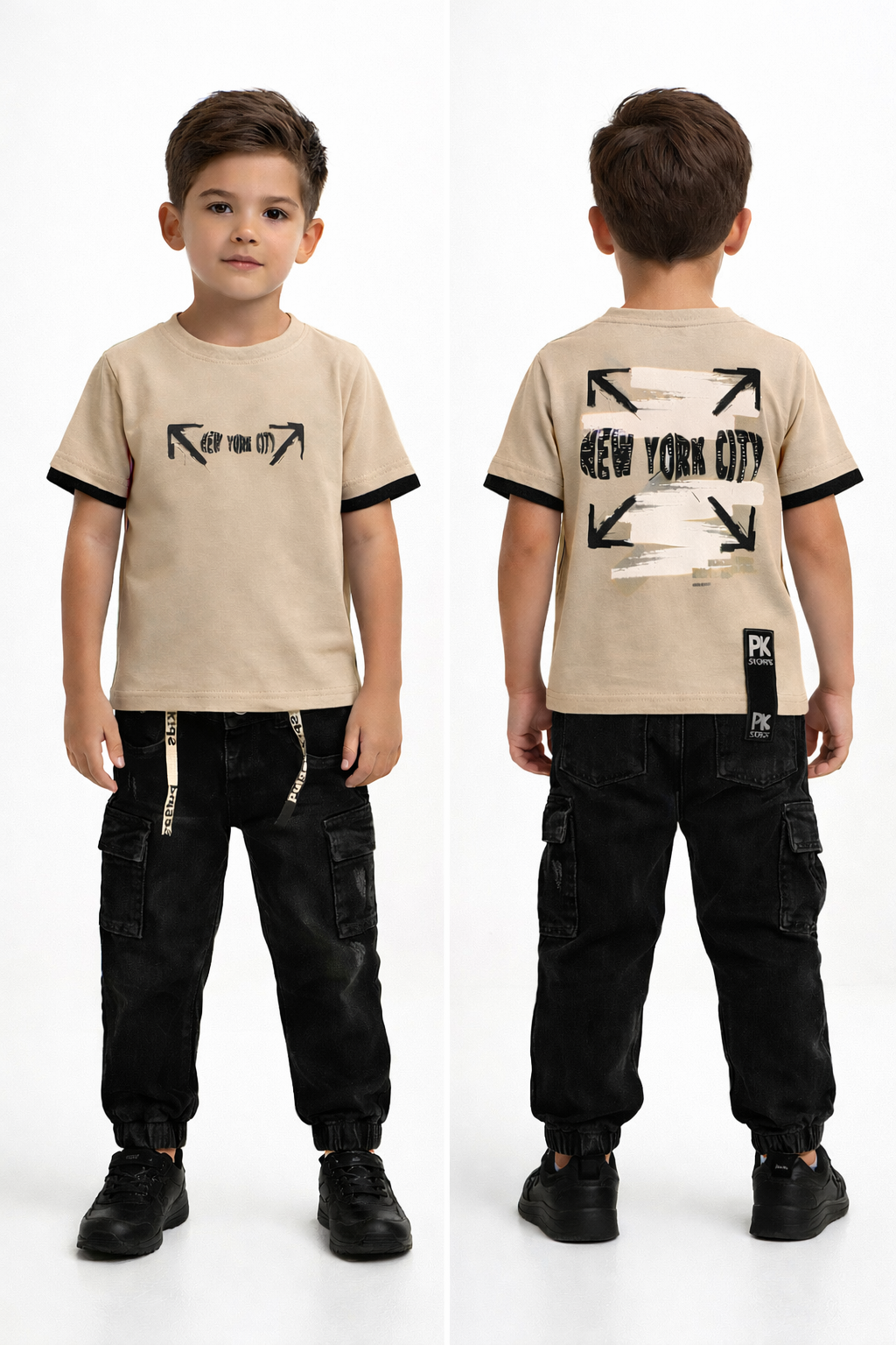 Conjunto Pantalón Cargo Oreo + Camiseta New York