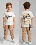Conjunto Pant Caqui Cortes PK + Camiseta Textura Oversize