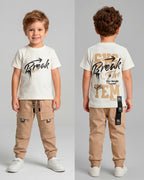 Conjunto Pant Caqui Cortes PK + Camiseta Textura Oversize