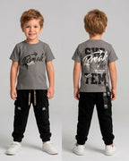 Conjunto Pant Negro Cortes PK + Camiseta Textura Oversize