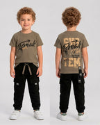 Conjunto Pant Negro Cortes PK + Camiseta Textura Oversize