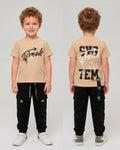 Conjunto Pant Negro Cortes PK + Camiseta Textura Oversize