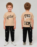 Conjunto Pant Negro Cortes PK + Camiseta Textura Oversize