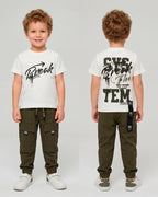 Conjunto Pant Verde Cortes PK + Camiseta Textura Oversize