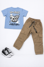 Conjunto Parachute Dril Caqui + Camiseta Estampada