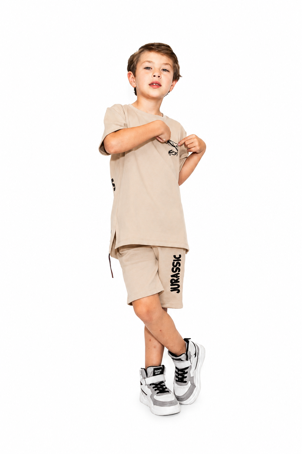 Conjunto Infantil Bermuda Qatar Jurassic