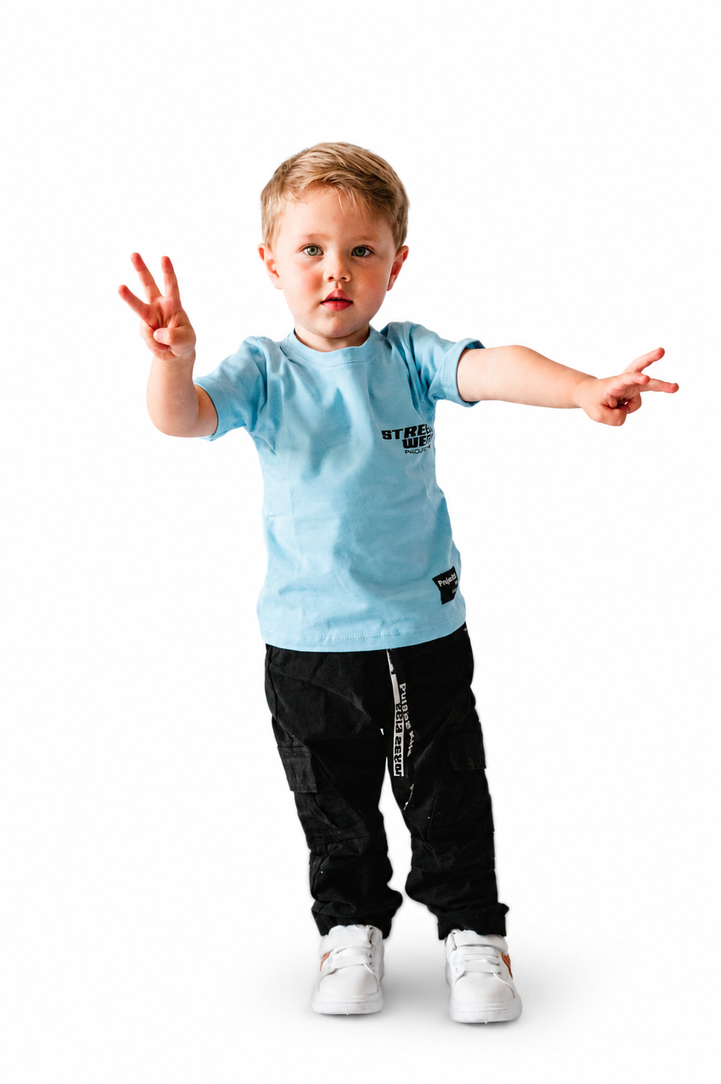 Conjunto Parachute Dril Negro + Camiseta Estampada