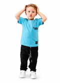 Conjunto Parachute Dril Negro + Camiseta Estampada