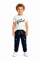 Conjunto Pant Azul Cortes PK + Camiseta Textura Oversize