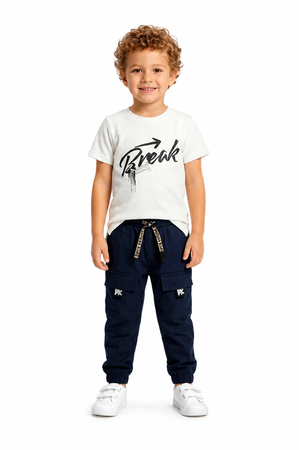 Conjunto Pant Azul Cortes PK + Camiseta Textura Oversize