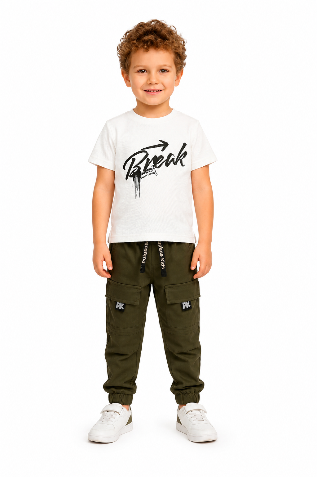 Conjunto Pant Verde Cortes PK + Camiseta Textura Oversize