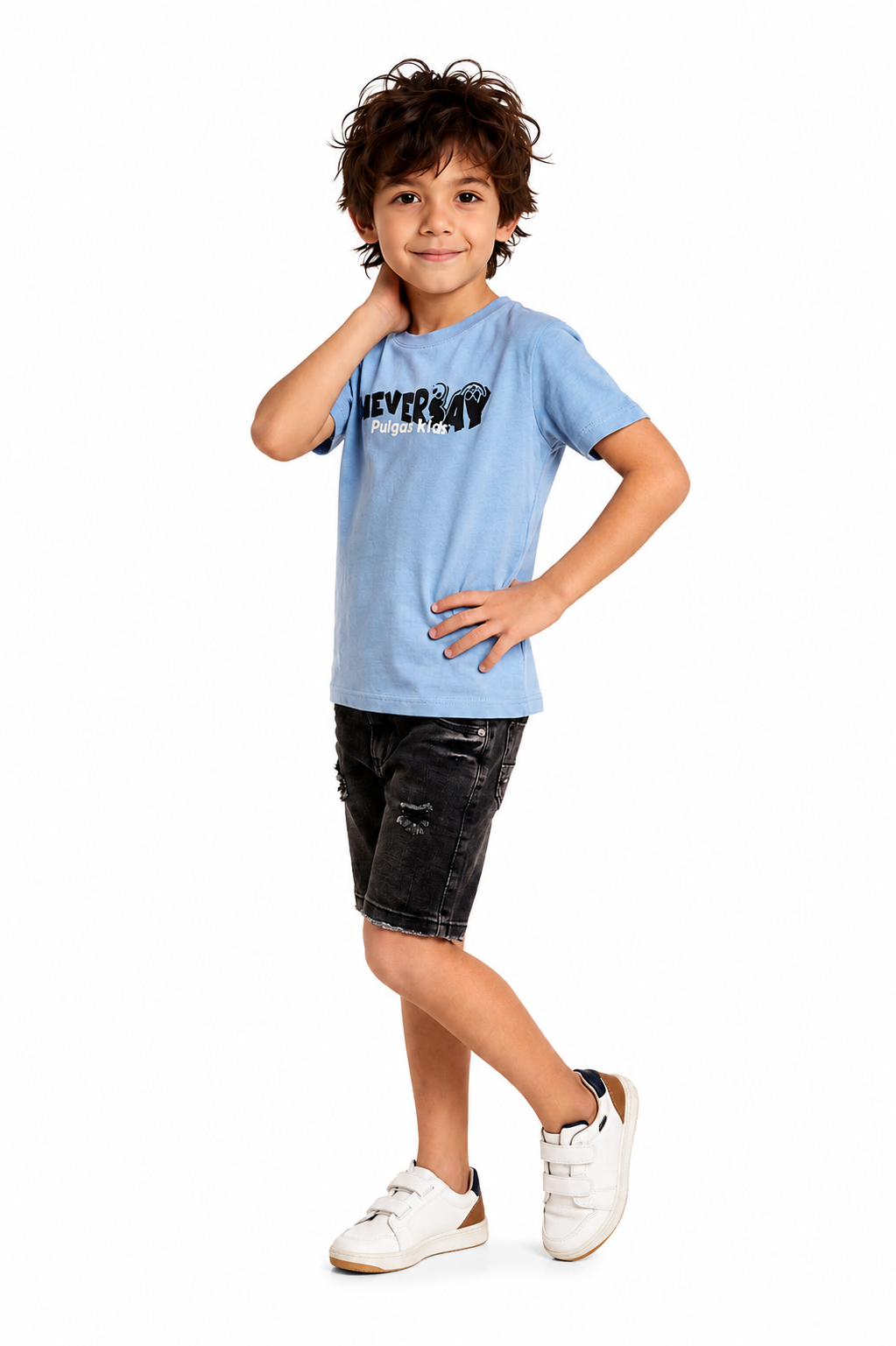 Conjunto Bermuda Denim Oreo + Camiseta Algodón