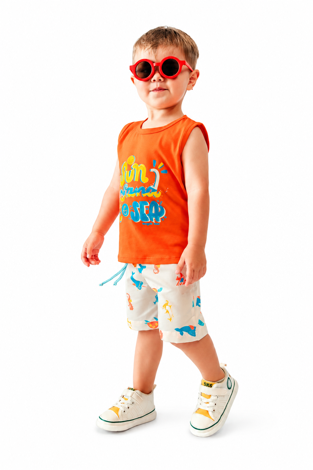 Conjunto Summer Naranja Antifluido Bermuda